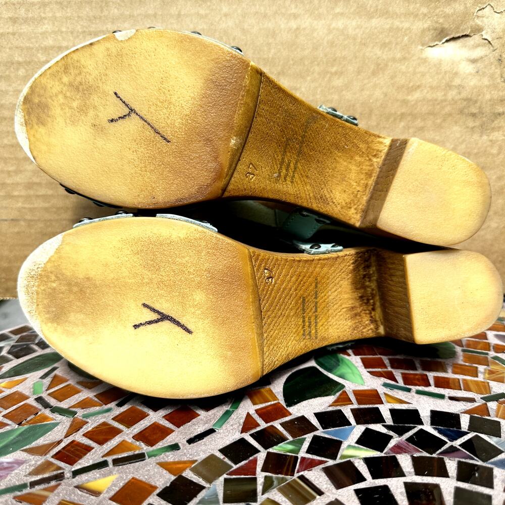 Sundance Denira Slingback Platform Sandals Heel Italian Leather Mint Green 7 - Picture 6 of 6